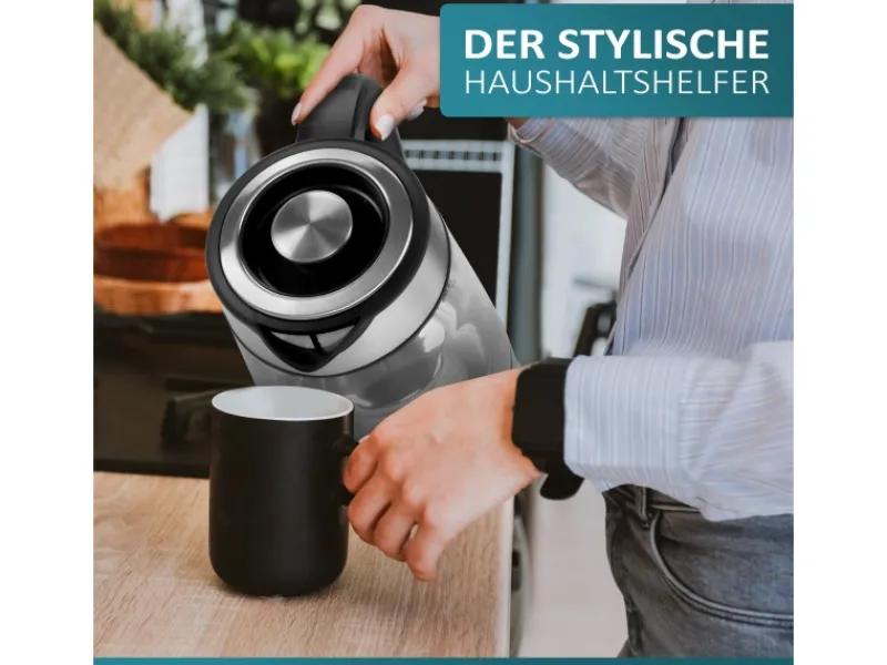 Outlet EO-650 Wasserkocher mit Temperatureinstellung und Teefilter 1,7 L Haushaltsgeräte