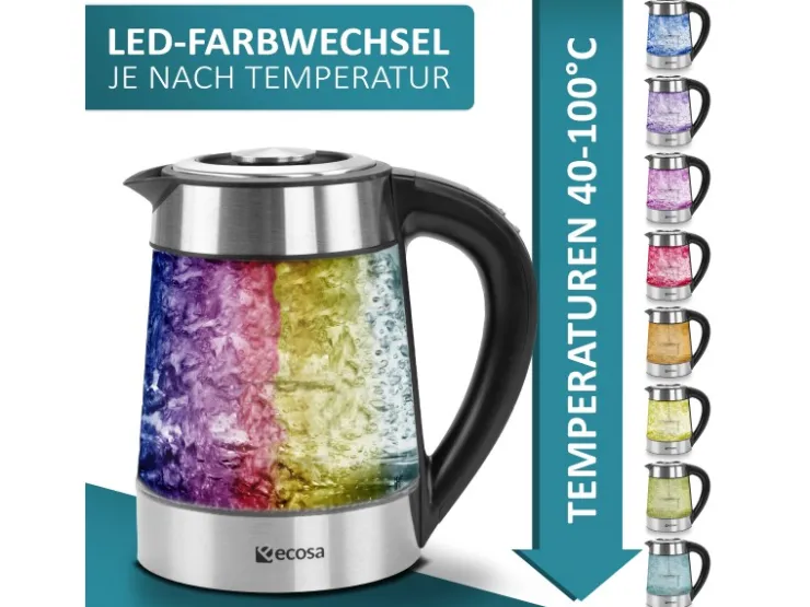 Ecosa Haushaltsgeräte<EO-600 Wasserkocher mit Temperatureinstellung