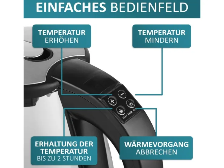 Outlet Ecosa EO-610 Wasserkocher mit Temperatureinstellung 1,7 L