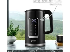 Sale Ecosa EO-693 Wasserkocher schwarz mit Temperatureinstellung 1,7 L