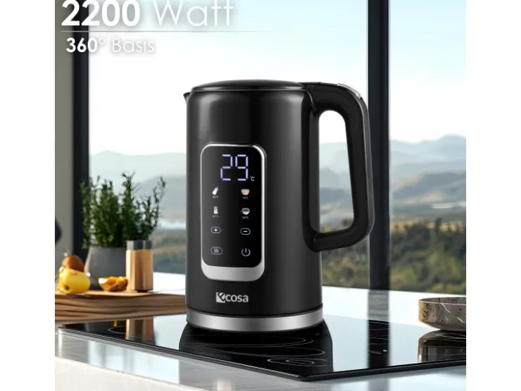 Sale Ecosa EO-693 Wasserkocher schwarz mit Temperatureinstellung 1,7 L