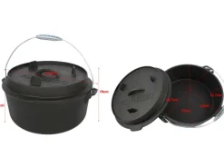 Hot Dutch-Oven Gusseisen 7,2 l Deckel 1,8 l Schwarz Herde