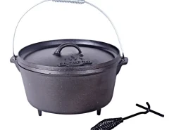EL Fuego Töpfe<Dutch Oven 11,28 l Schwarz inkl. Deckelheber und Transportbügel