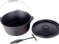 EL Fuego Töpfe<Dutch Oven 5,5 l Schwarz inkl. Deckelheber und Transportbügel