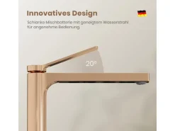 Zubehör Für Küchenarmatur|Einhebelmischer<Emke Wasserhahn Waschbeckenarmaturen 335 x 233 x 46 mm Rosengold Mischbatterie Küchenarmatur mit Luftsprudler