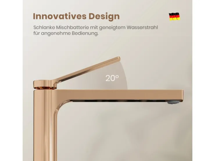 Zubehör Für Küchenarmatur|Einhebelmischer<Emke Wasserhahn Waschbeckenarmaturen 335 x 233 x 46 mm Rosengold Mischbatterie Küchenarmatur mit Luftsprudler