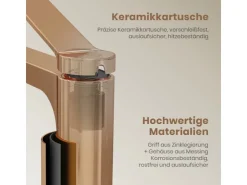 Zubehör Für Küchenarmatur|Einhebelmischer<Emke Wasserhahn Waschbeckenarmaturen 335 x 233 x 46 mm Rosengold Mischbatterie Küchenarmatur mit Luftsprudler