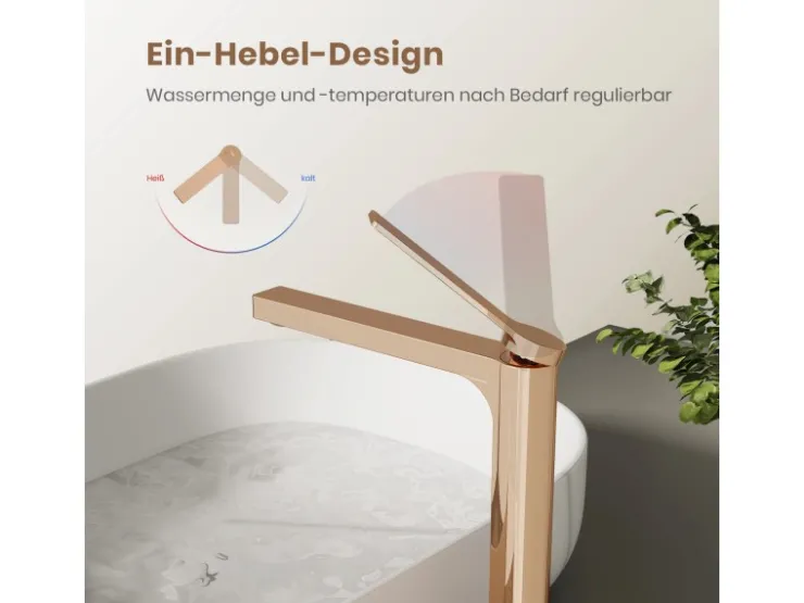 Zubehör Für Küchenarmatur|Einhebelmischer<Emke Wasserhahn Waschbeckenarmaturen 335 x 233 x 46 mm Rosengold Mischbatterie Küchenarmatur mit Luftsprudler