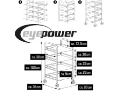 Hot eyepower Servierwagen mit 4 Etagen 60 x 35 x 100 cm
