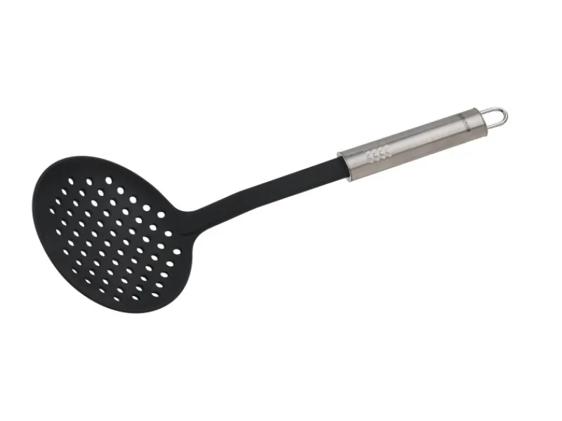 Best Abseihlöffel mit Ovalgriff 33 cm Silber-Schwarz Küchenhelfer