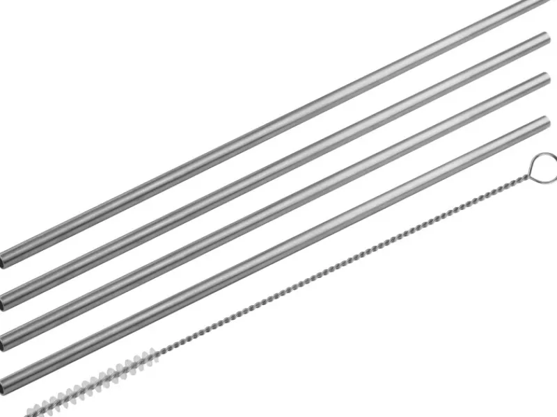 Clearance Edelstahl-Trinkhalme 4er-Set inkl. Bürste Küchenhelfer