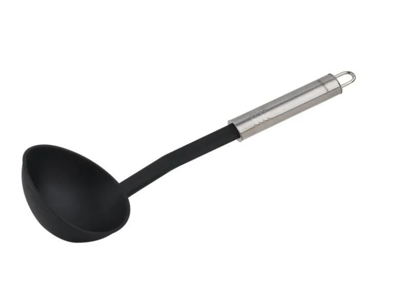 Schöpflöffel mit Ovalgriff 30 cm Silber-Schwarz Pfannen|Küchenhelfer