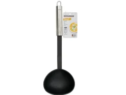 Schöpflöffel mit Ovalgriff 30 cm Silber-Schwarz Pfannen|Küchenhelfer