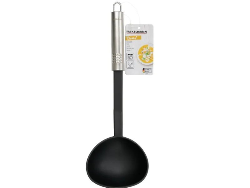 Schöpflöffel mit Ovalgriff 30 cm Silber-Schwarz Pfannen|Küchenhelfer