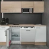 Flex-Well Classic Kochfelder|Kühlschränke<Büroküche Florida 210 cm Weiß-Sonoma Eiche