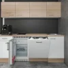 Outlet Büroküche Florida 210 cm Weiß-Sonoma Eiche Single-Küchen|Kühlschränke