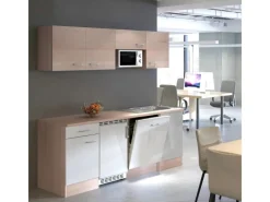 Clearance Büroküche Florida 210 cm Weiß-Sonoma Eiche Single-Küchen|Kühlschränke