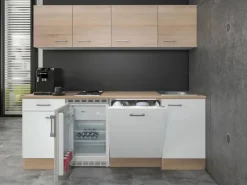 Discount Flex-Well Classic Büroküche Florida 210 cm Weiß-Sonoma Eiche