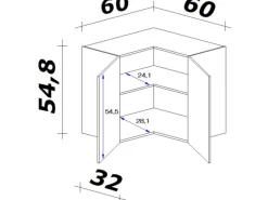 Sale Küchen-Eck-Hängeschrank Florida 60 cm x 60 cm Sonoma Eiche Küchenschränke
