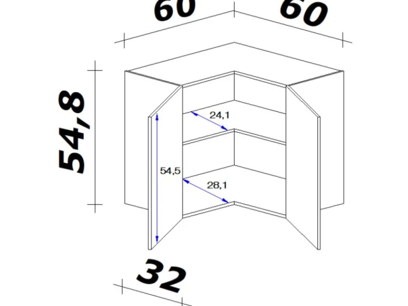 Sale Küchen-Eck-Hängeschrank Florida 60 cm x 60 cm Sonoma Eiche Küchenschränke