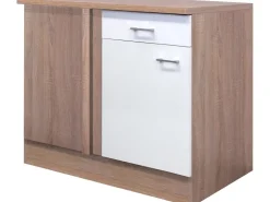 Hot Flex-Well Classic Küchen-Eck-Unterschrank Florida 110 x 60 cm Weiß-Sonoma Eiche