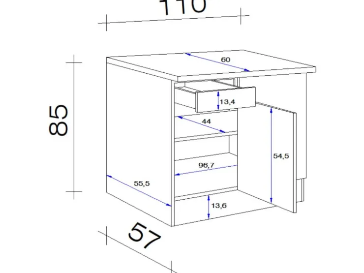 Hot Flex-Well Classic Küchen-Eck-Unterschrank Florida 110 x 60 cm Weiß-Sonoma Eiche