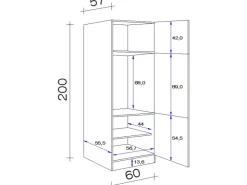 Best Flex-Well Classic Küchen-Geräteumbauschrank Florida 60 cm Weiß-Sonoma Eiche
