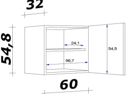 Küchen-Oberschrank Florida 60 cm x 55 cm Sonoma Eiche Küchenschränke