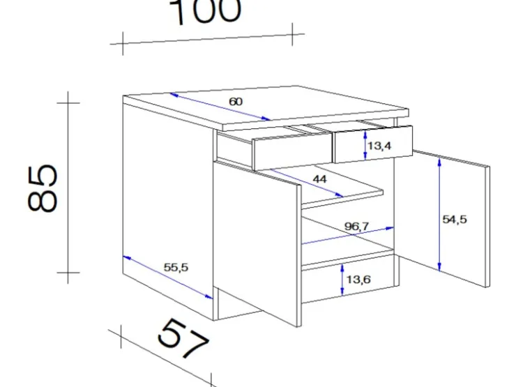 Flex-Well Classic Küchen-Unterschrank Nano 100 cm Buche Nachbildung