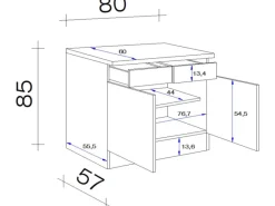 Best Küchen-Unterschrank Florida 80 cm Weiß-Sonoma Eiche Pantryküchen|Einbauküchen