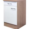 Outlet Flex-Well Classic Küchen-Unterschrank Florida 50 cm Weiß-Sonoma Eiche