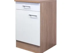 Outlet Flex-Well Classic Küchen-Unterschrank Florida 50 cm Weiß-Sonoma Eiche