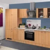 Flex-Well Classic Kühlschränke|Einbauküchen<Küchenzeile Nano 300 cm Buche Nachbildung