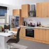 New Küchenzeile Nano 280 cm Buche Nachbildung Kühlschränke|Einbauküchen