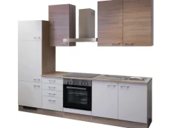 Flex-Well Classic Kühlschränke<Küchenzeile Florida 270 cm Sonoma Eiche-Weiß-Sonoma Eiche