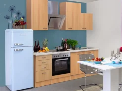 Best Küchenzeile Nano 220 cm Buche Kühlschränke