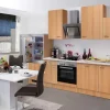 Hot Küchenzeile Nano 280 cm Buche Nachbildung Kühlschränke