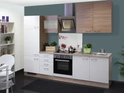 Outlet Flex-Well Classic Küchenzeile Florida 270 cm Sonoma Eiche-Weiß-Sonoma Eiche