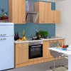 Sale Flex-Well Classic Küchenzeile Nano 220 cm Buche Nachbildung