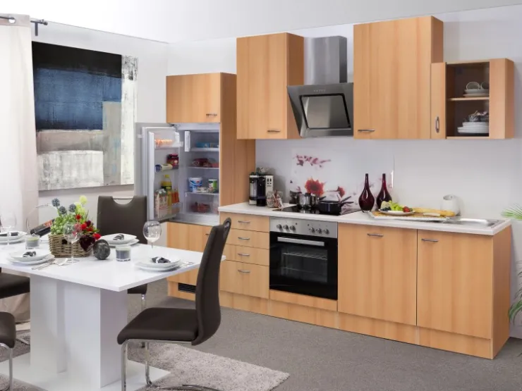 Sale Flex-Well Classic Küchenzeile Nano 280 cm Buche Nachbildung