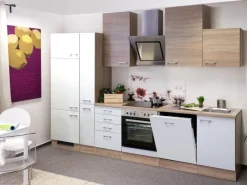 Clearance Küchenzeile Florida 310 cm Sonoma Eiche-Weiß Gefrierschränke|Kühlschränke