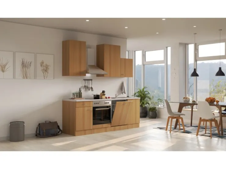 Clearance Flex-Well Classic Küchenzeile Nano 220 cm Buche