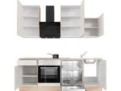 Flex-Well Classic Herde|Kochfelder<Küchenzeile Florida 220 cm Weiß - Sonoma Eiche
