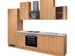 New Küchenzeile Nano 280 cm Buche Nachbildung Gefrierschränke|Kühlschränke