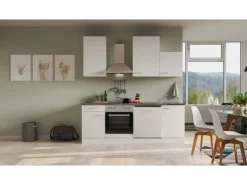Flex-Well Classic Einbauküchen|Küchenschränke<Küchenzeile Lucca 220 cm Weiß matt - Caledonia
