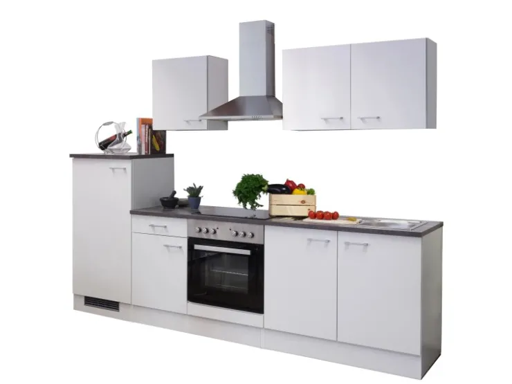 Flex-Well Classic Einbauküchen|Kühlschränke<Küchenzeile Lucca 270 cm Weiß matt