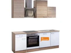Outlet Flex-Well Classic Küchenzeile Florida 220 cm Sonoma Eiche-Weiß-Sonoma Eiche