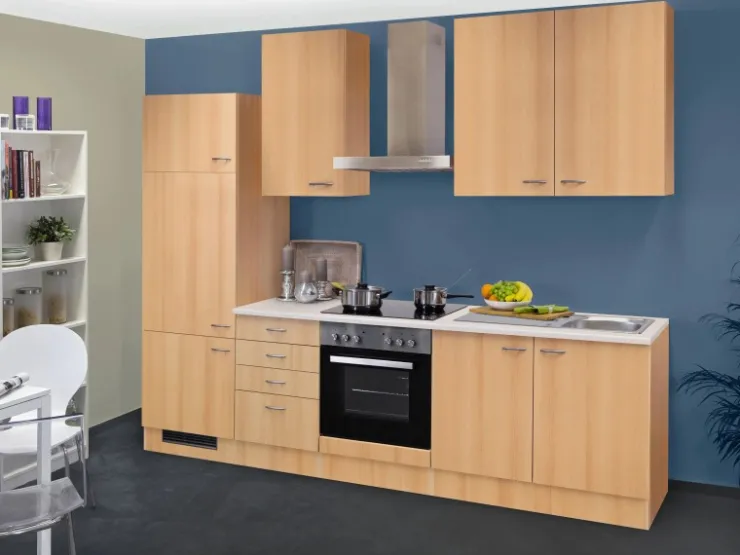 Outlet Flex-Well Classic Küchenzeile Nano 270 cm Buche Nachbildung