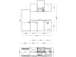 Flex-Well Classic Single-Küchen<Küchenzeile Florida 210 cm Weiß - Sonoma Eiche