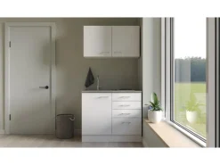 Discount Miniküche Lucca 100 cm Weiß matt - Caledonia Miniküchen|Single-Küchen